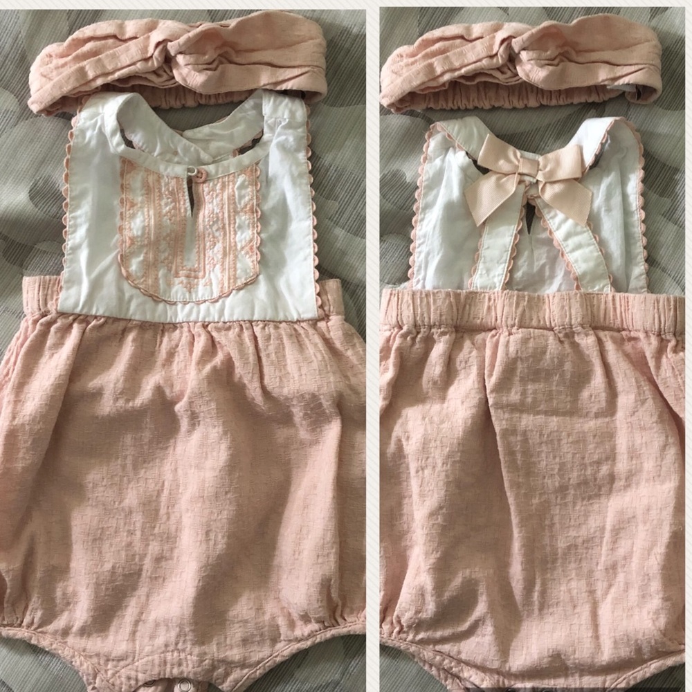 Pink and cream bodysuit with headband